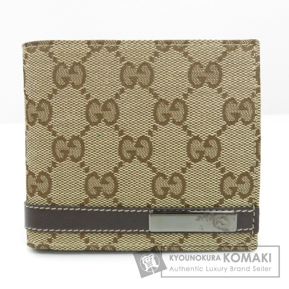 Gucci GG Bi fold Wallet Canvas Leather